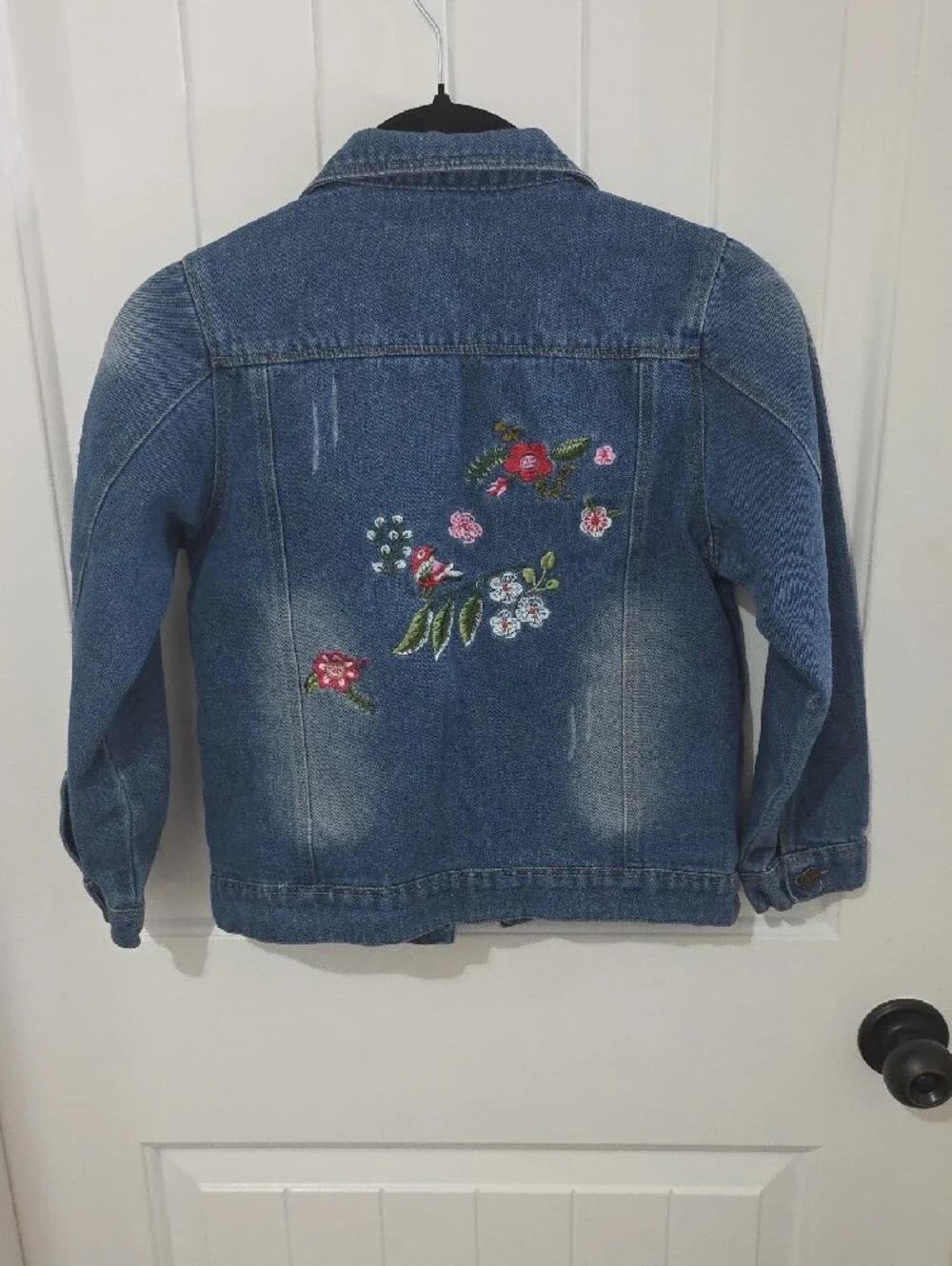 Chocolate Blue Embroidered Girls' Denim Jacket